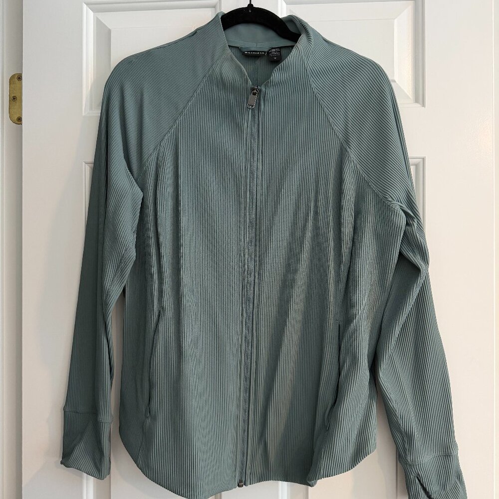 Athleta Ribbed Full Zip Performance Jacket Green … - image 1